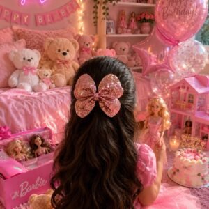 Sparkly Pink Glitter Hair Bow
