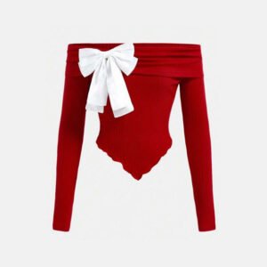 ed Sweater With Bow Off-Shoulder Neckline