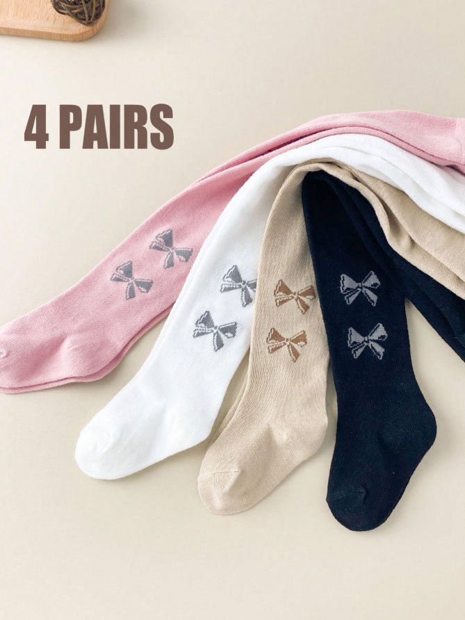 4pcs Girls' Leggings, Suitable For Spring And Autumn