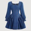 Coquette Denim Mini Dress with Back Bow Detail