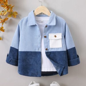 Kids' Colorblock Corduroy Shacket in Ocean Blue