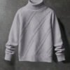 Men's Geometric Cross-Stitch Cable Knit Turtleneck Sweater