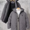 Vacaura Quilted Ultrasonic Front Panel Hooded Casual Padded Coat