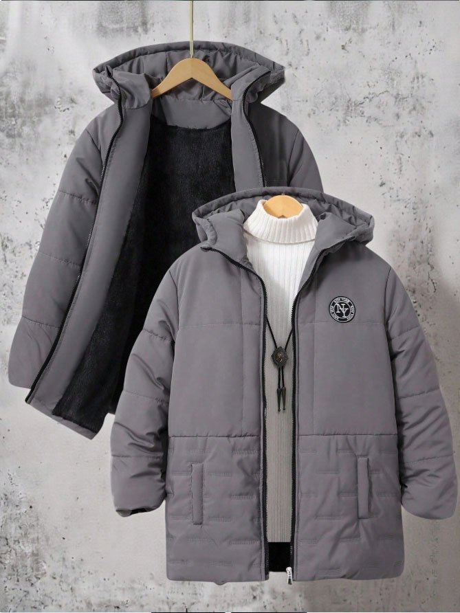 Vacaura Quilted Ultrasonic Front Panel Hooded Casual Padded Coat