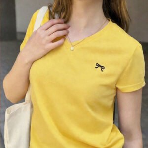 Jouncy Women's Casual Bow Print T-Shirt