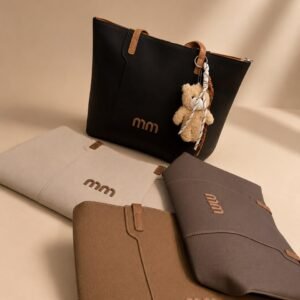 LULU Classic Everyday Tote Bag with Plush Bear Charm