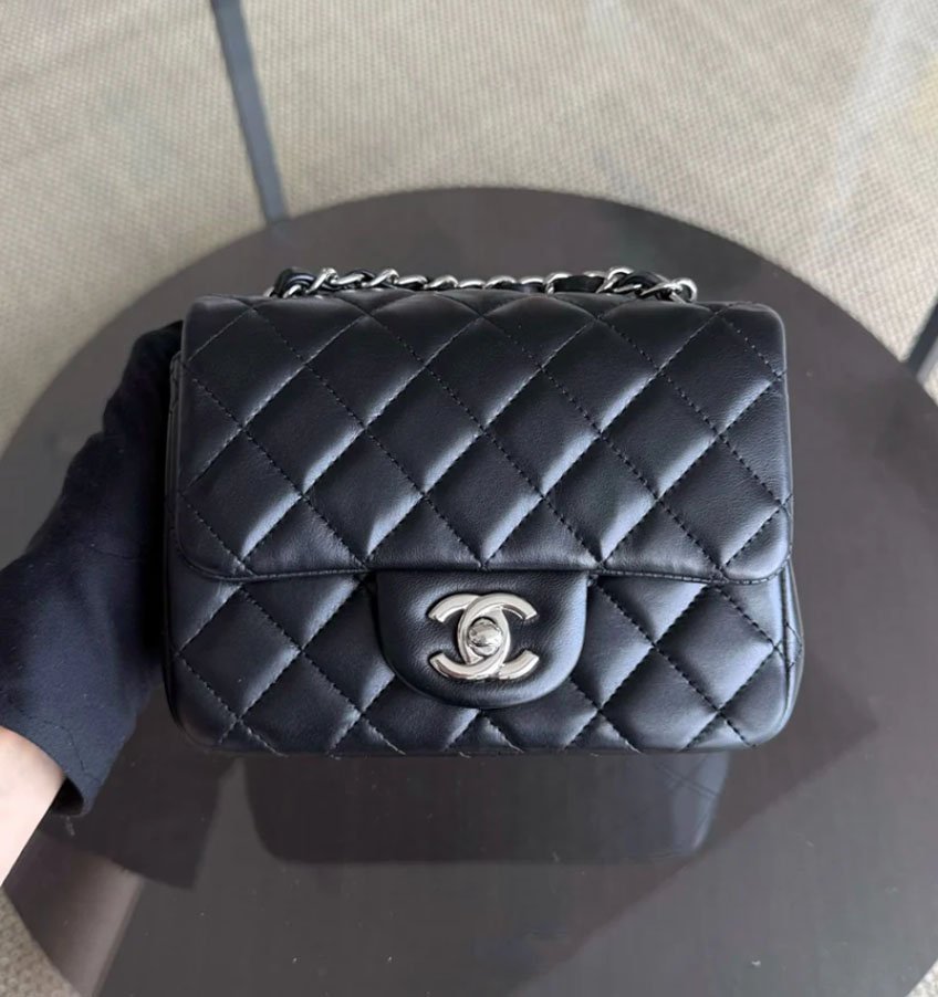 Classic Quilted Mini Top-Handle Flap Bag with Gold-Tone Hardware