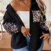 Multi-Color Sequin Patchwork Button-Down Shirt Jacket