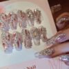 Pink Crystal Rhinestone Press-On Nails Set